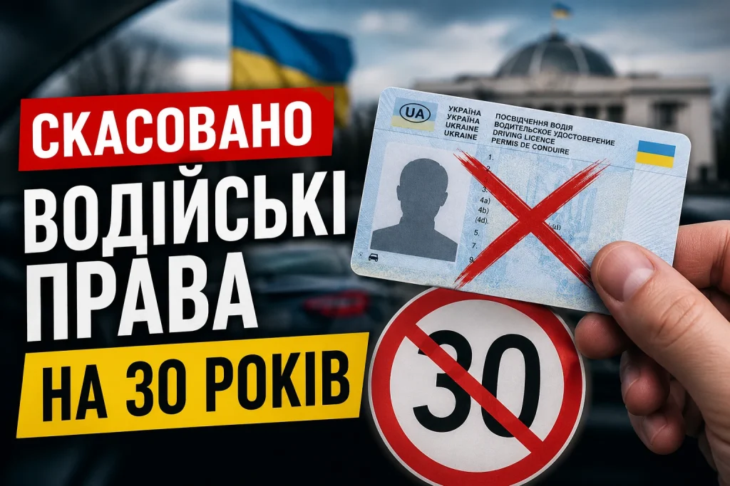 Водійські права на 30 років скасували в Україні