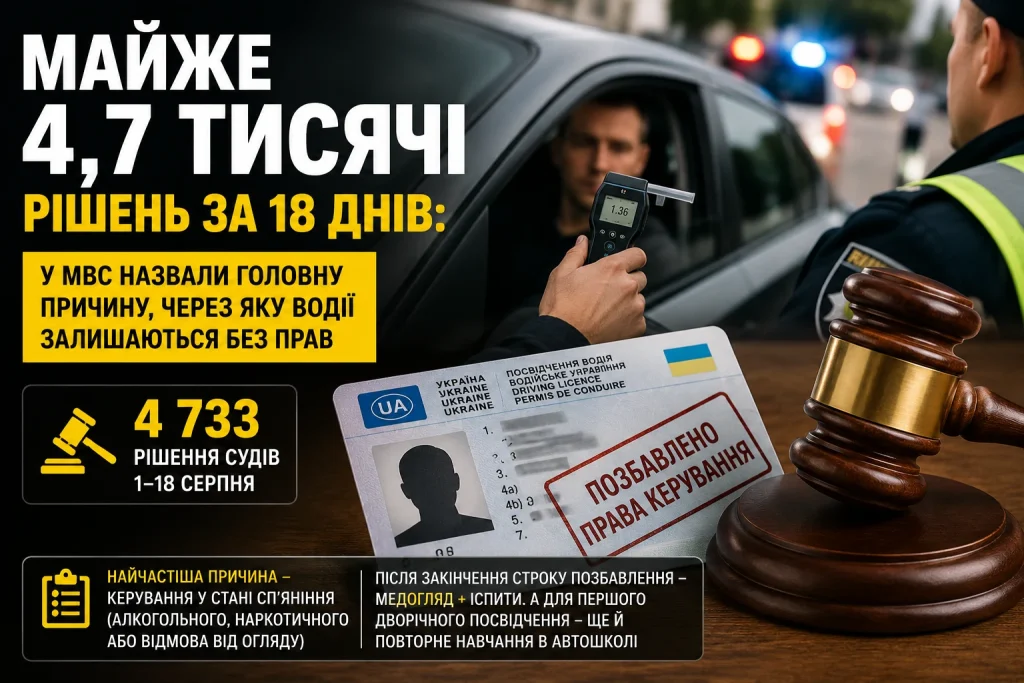 Позбавлення водійських прав в Україні — рішення суду та перевірка водія на стан сп’яніння