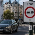 Українське авто біля знака LEZ у Брюсселі, де можливий штраф 150 євро