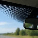 Чорні крапки на лобовому склі автомобіля біля дзеркала заднього виду