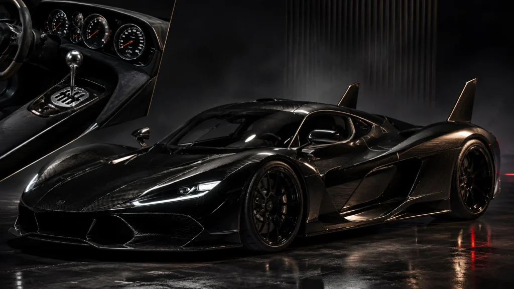 Чорний суперкар Hennessey Blackbird із карбоновим кузовом і механічною коробкою передач