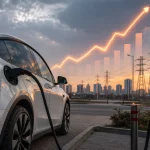 Електромобіль на зарядній станції на тлі зростання цін на електроенергію в Україні