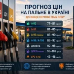 Прогноз цін на бензин, дизель і автогаз в Україні до кінця серпня 2026 року