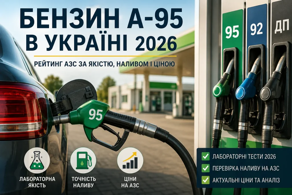Рейтинг бензину А-95 на АЗС України у 2026 році — якість, точність наливу та ціни