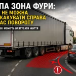 Сліпа зона фури під час повороту праворуч — легковик у небезпечній зоні