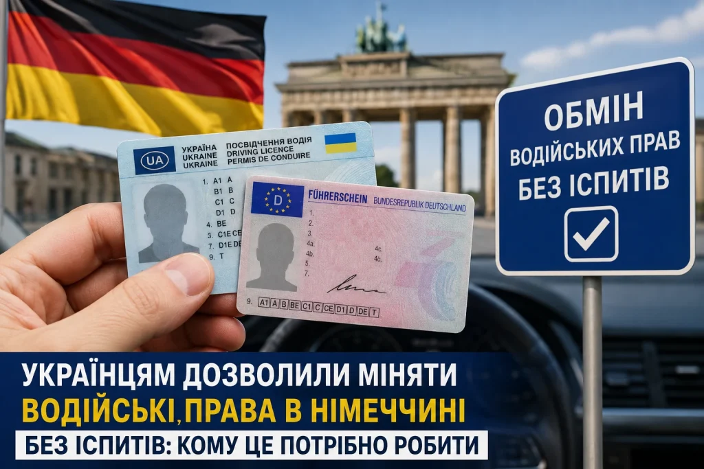 Українське та німецьке водійські посвідчення на тлі Німеччини — обмін прав без іспитів