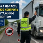 Перевірка вантажівки на дорозі Київської області під час посиленого транспортного контролю