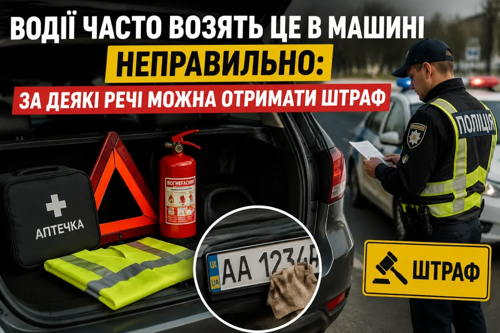 Речі в автомобілі, через які водіям може загрожувати штраф: аптечка, вогнегасник, знак аварійної зупинки та перевірка поліцією