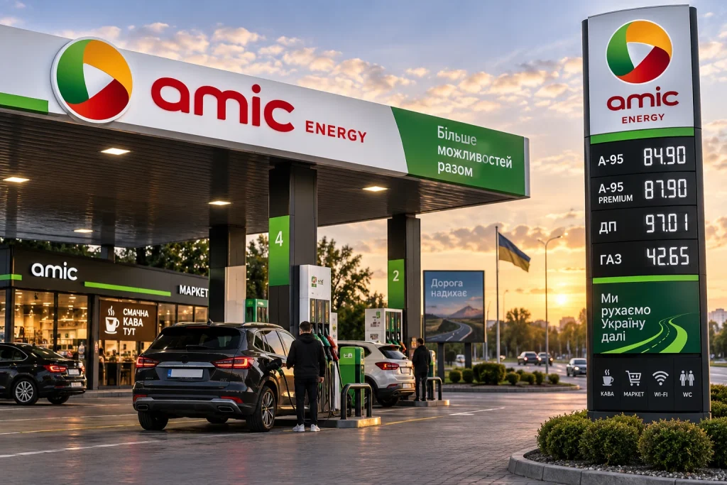АЗС AMIC в Україні у 2026 році, ціни на бензин, дизель і газ