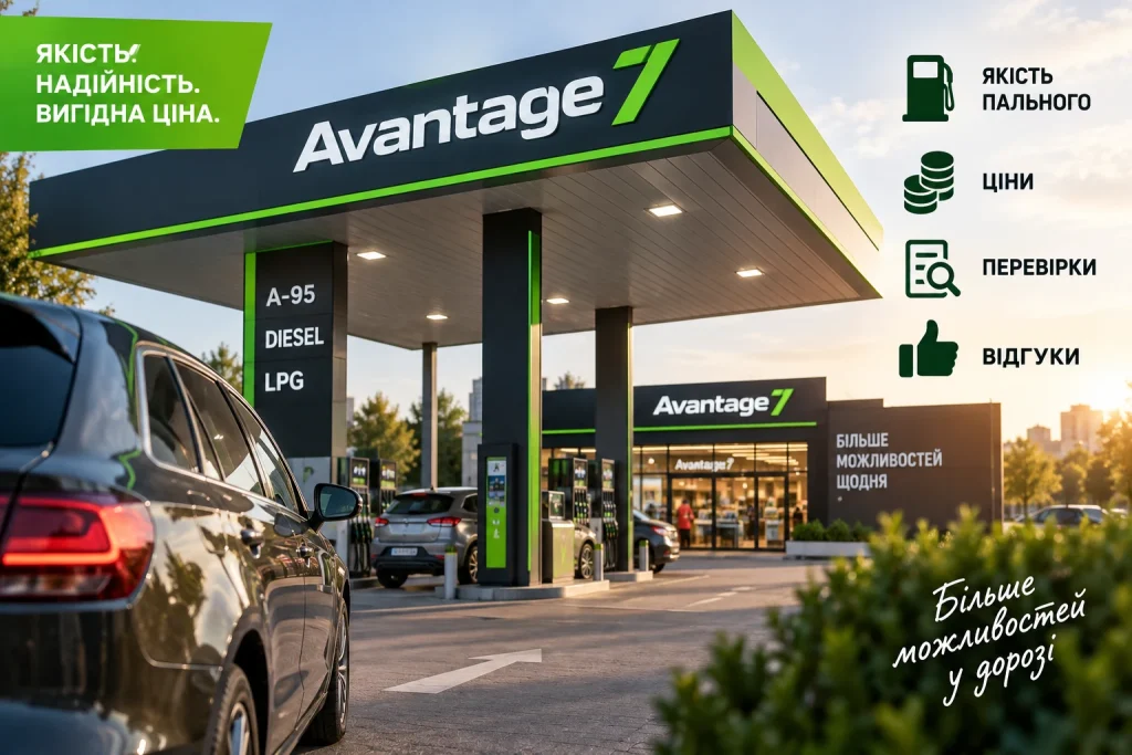 АЗС Avantage7 в Україні у 2026 році, бензин А-95, дизель і автогаз