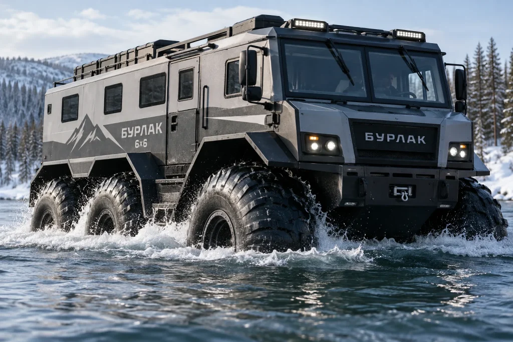 Російський всюдихід «Бурлак» 6×6 долає водойму