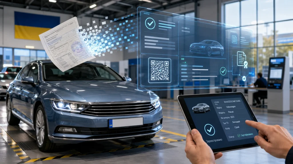 Автомобіль під час цифрової сертифікації в Україні з електронним реєстром сертифікатів