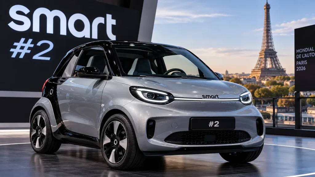 Новий електричний Smart #2 на Паризькому автосалоні 2026 року — компактний двомісний електромобіль із запасом ходу до 290 км.