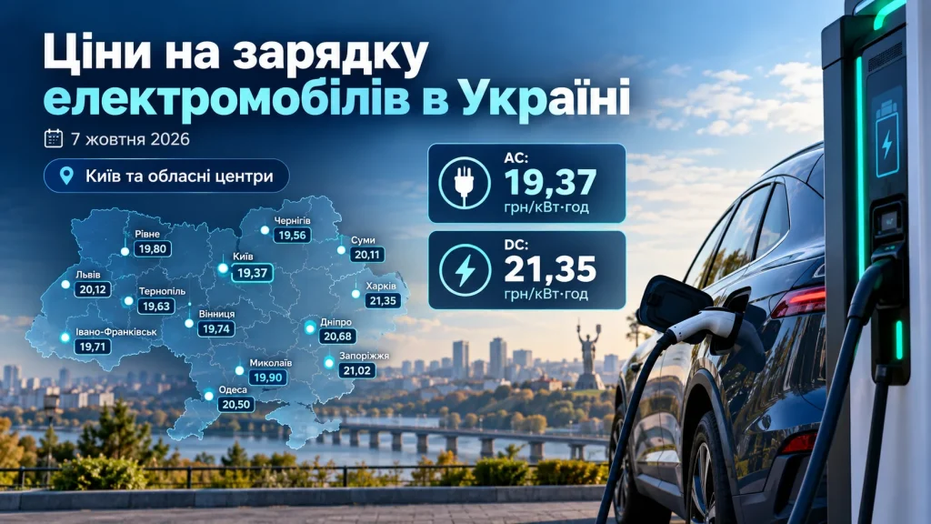и на зарядку електромобілів в Україні 7 жовтня 2026 року
